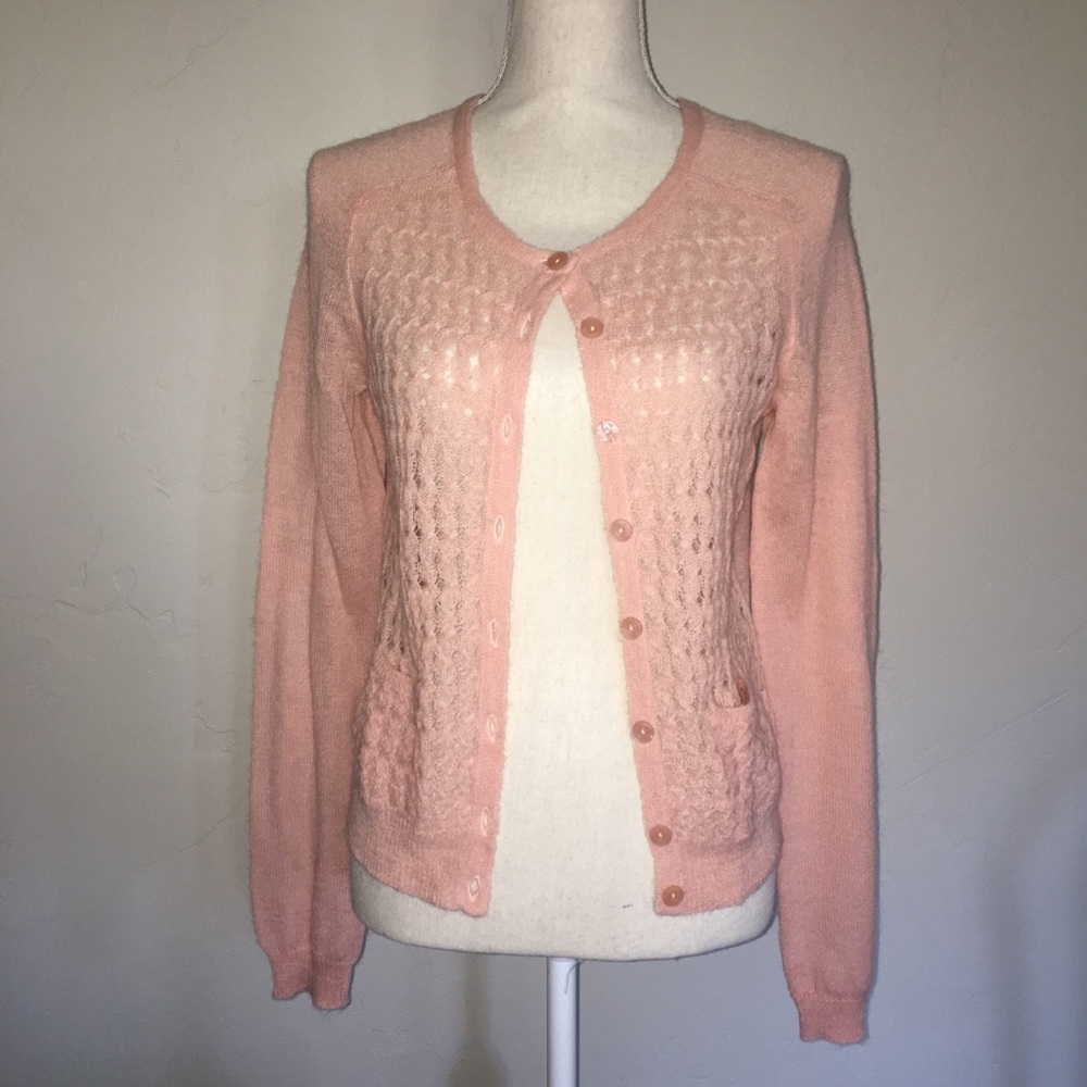 Guinevere Peach Wool Blend Cardigan Size M
